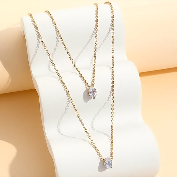 🔵𝟲𝟱%𝗢𝗙𝗙 𝗯𝘂𝗻𝗱𝗹𝗲𝘀 𝟯+🔵 NEW CZ 2 Layered Gold Minimalist Necklace - Picture 8 of 12